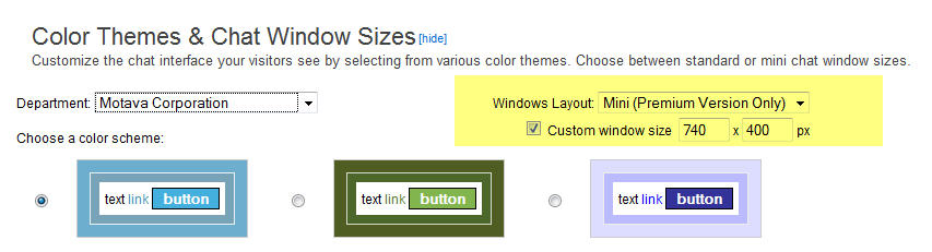 mini_size Selecting Mini Window will offer Size Customization in pixels