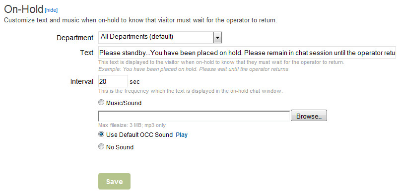 On Hold Feature Chat On Hold Feature Section
